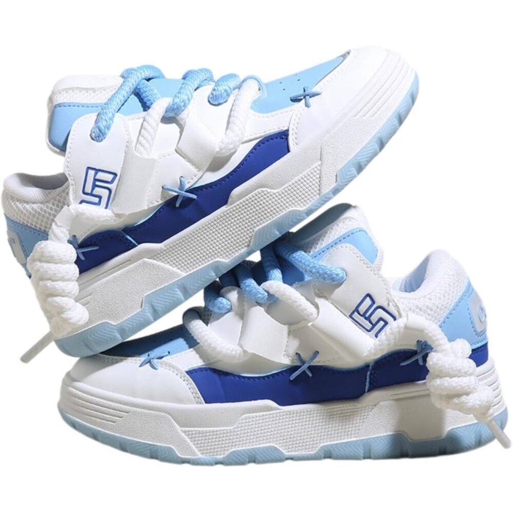 ⚡Women's Blue Thick Sole Walking Shoes Flat Platform Chunky Cute Sneakers